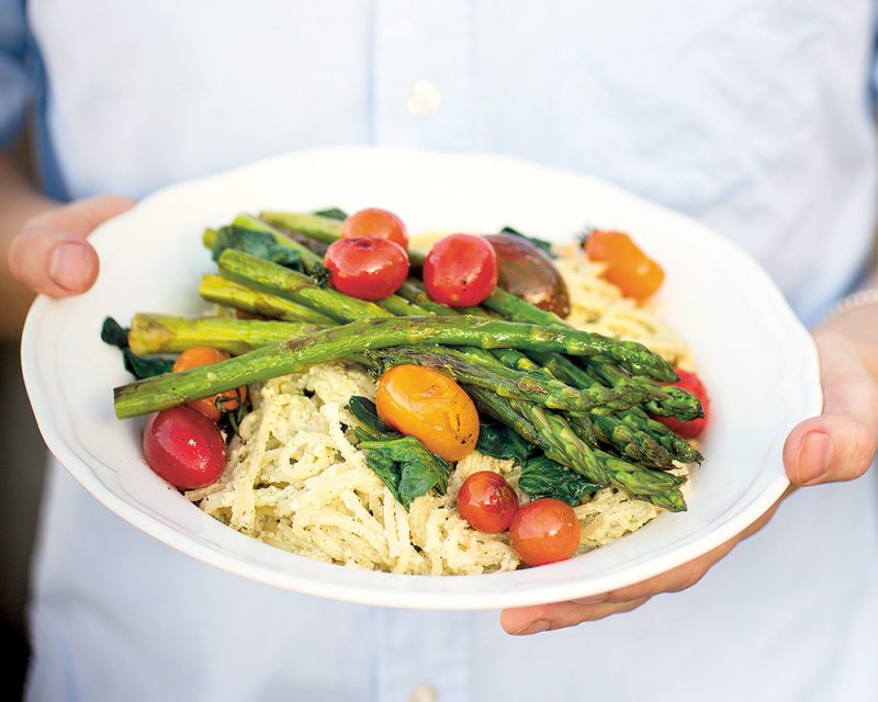 Recept nötig pasta med grillade grönsaker
